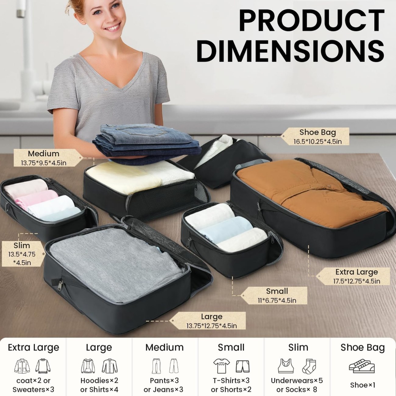 BAGAIL Compression Packing Cubes for More Organized Travel