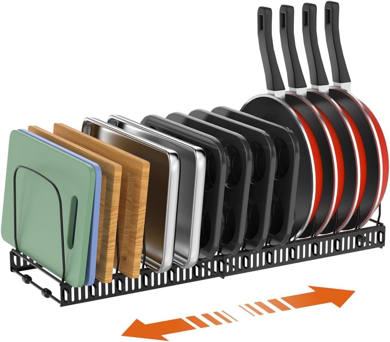 Store baking sheets and cutting boards vertically