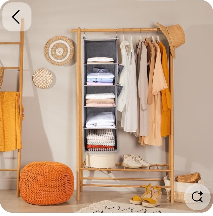 Use a hanging closet organizer to create vertical zones